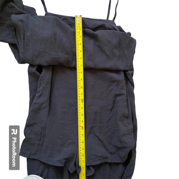 NWT URBAN Outfitters Black Linen Blend Jumpsuit Dress with High Slits Size XS - Picture 15 of 16